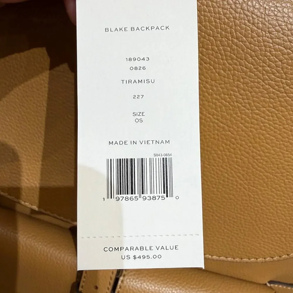 New‼️Tory Burch Blake Backpack 189043 Leather $495 Tiramisu